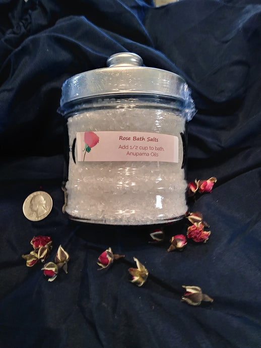 Rose bath salts-glass jar